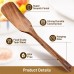 Wooden Spoons for Cooking, Wooden Spatula with Long Handle, Teak Wood Kitchen Utensils Wood Turner for Housewife Chef Cook