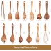 13 pcs Wooden Utensils Teak Wood Kitchen Wooden Spoons for Cooking,Spatula Set with Wooden Spoon Rest,Tong,Whisk