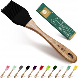 Oil and Butter Brush,Silicone Basting Brush with Wooden Hand,Pastry Brush for Cooking Black