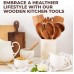 Wooden Kitchen Utensils Set, 10 Pcs Teak Wood Spoons for Cooking, Wooden Cooking Utensils for Non-stick Pan & Cookware