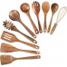 10 Pack Wooden Spoons for Cooking, Teak Wood Kitchen Utensils Set for Non Stick Use, Spatula Set for Stirring, Baking, Non Stick Wooden Utensils for Kitchen