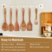 13 pcs Wooden Utensils Teak Wood Kitchen Wooden Spoons for Cooking,Spatula Set with Wooden Spoon Rest,Tong,Whisk