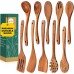 Wooden Kitchen Utensils Set, 10 Pcs Teak Wood Spoons for Cooking, Wooden Cooking Utensils for Non-stick Pan & Cookware